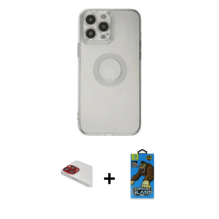 MARSİLYAN™- iPhone 13 Pro Max Kılıf Kutup Klasik - Siyah 18D Cam Ekran Koruyucu + Pers Alüminyum Kamera Lens - KI