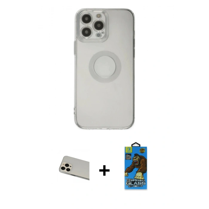 MARSİLYAN™- iPhone 13 Pro Max Kılıf Kutup Klasik - Siyah 18D Cam Ekran Koruyucu + Rainbow Kamera Lens Koruma Cam - REGD