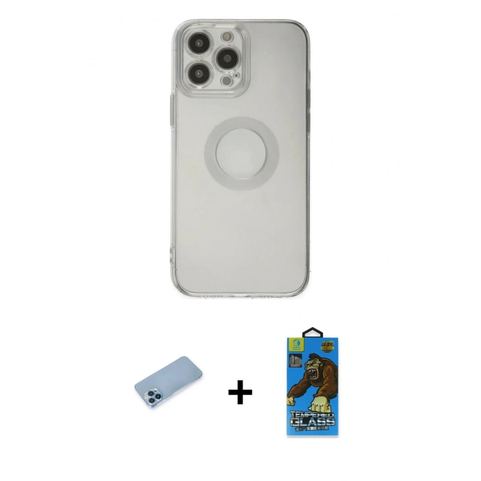 MARSİLYAN™- iPhone 13 Pro Max Kılıf Kutup Klasik - Siyah 18D Cam Ekran Koruyucu + Shine Kamera Lens Koruma Cam - MI
