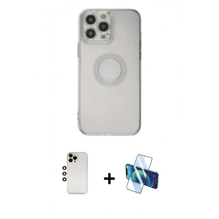 MARSİLYAN™- iPhone 13 Pro Max Kılıf Kutup Klasik - Siyah 3D Antistatik Cam Ekran Koruyucu + Shine Kamera Lens - GD
