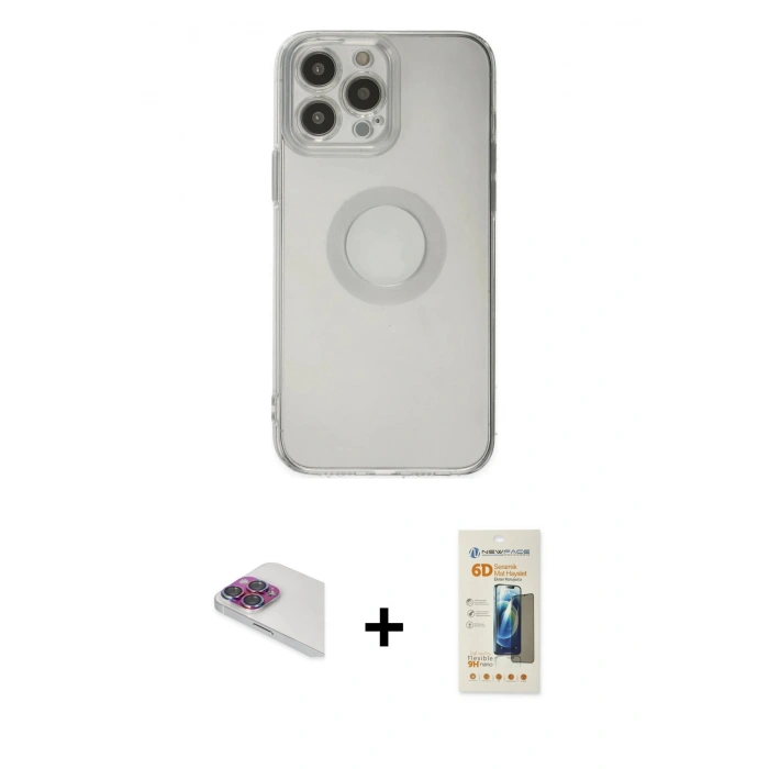 MARSİLYAN™- iPhone 13 Pro Max Kılıf Kutup Klasik - Siyah 6D Mat Seramik Hayalet Nano Ekran Koruyucu + Pers Alüminyum Kamera Lens - GI