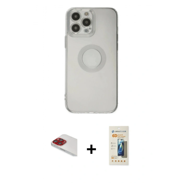 MARSİLYAN™- iPhone 13 Pro Max Kılıf Kutup Klasik - Siyah 6D Mat Seramik Hayalet Nano Ekran Koruyucu + Pers Alüminyum Kamera Lens - KI