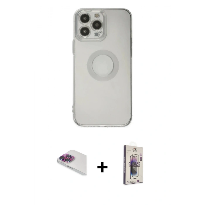 MARSİLYAN™- iPhone 13 Pro Max Kılıf Kutup Klasik - Siyah Bilvis 3D Cam Ekran Koruyucu + Pers Alüminyum Kamera Lens - GI
