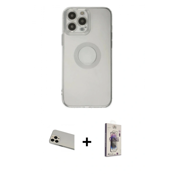 MARSİLYAN™- iPhone 13 Pro Max Kılıf Kutup Klasik - Siyah Bilvis 3D Cam Ekran Koruyucu + Rainbow Kamera Lens Koruma Cam - REGD