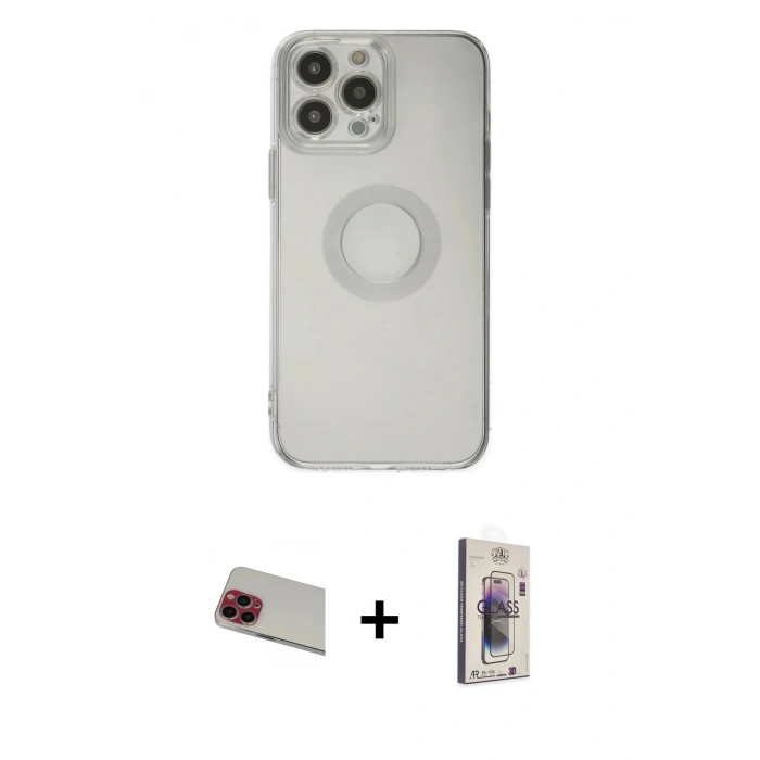 MARSİLYAN™- iPhone 13 Pro Max Kılıf Kutup Klasik - Siyah Bilvis 3D Cam Ekran Koruyucu + Rainbow Kamera Lens Koruma Cam - KI