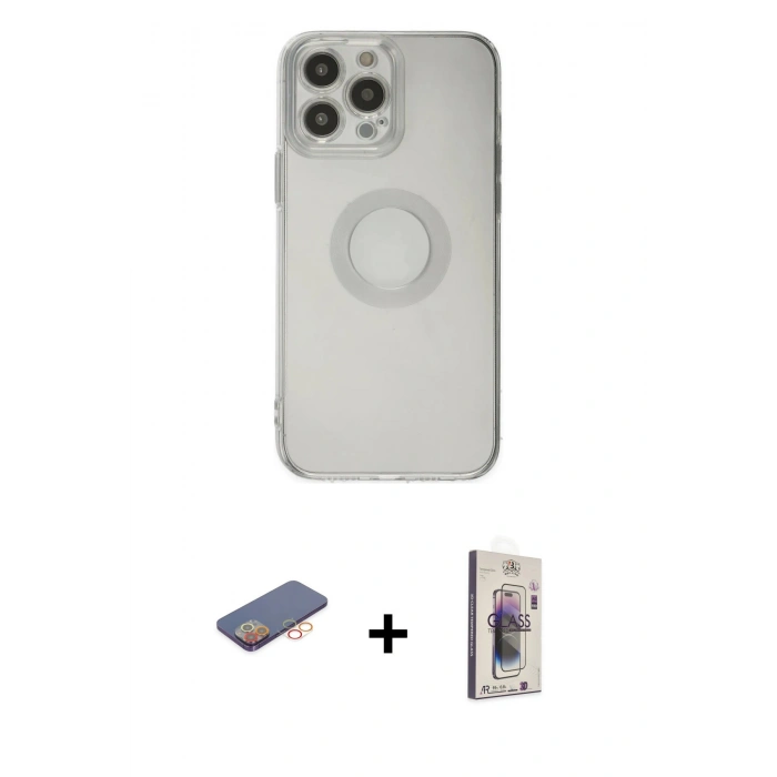 MARSİLYAN™- iPhone 13 Pro Max Kılıf Kutup Klasik - Siyah Bilvis 3D Cam Ekran Koruyucu + Renkli Kamera Lens Koruma Cam - TU