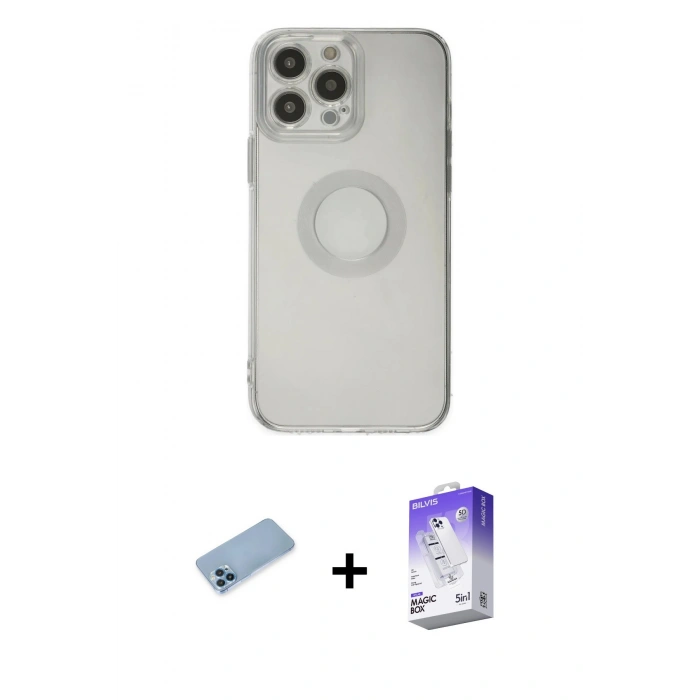 MARSİLYAN™- iPhone 13 Pro Max Kılıf Kutup Klasik - Siyah Bilvis 5in1 3D Magic Cam Ekran Koruyucu + Shine Kamera Lens Koruma Cam - MI