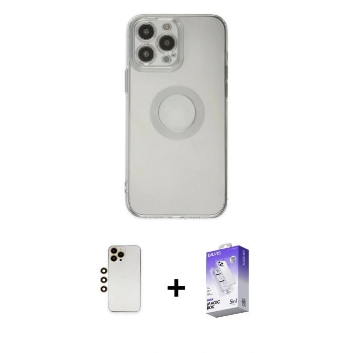 MARSİLYAN™- iPhone 13 Pro Max Kılıf Kutup Klasik - Siyah Bilvis 5in1 3D Magic Cam Ekran Koruyucu + Shine Kamera Lens - GD