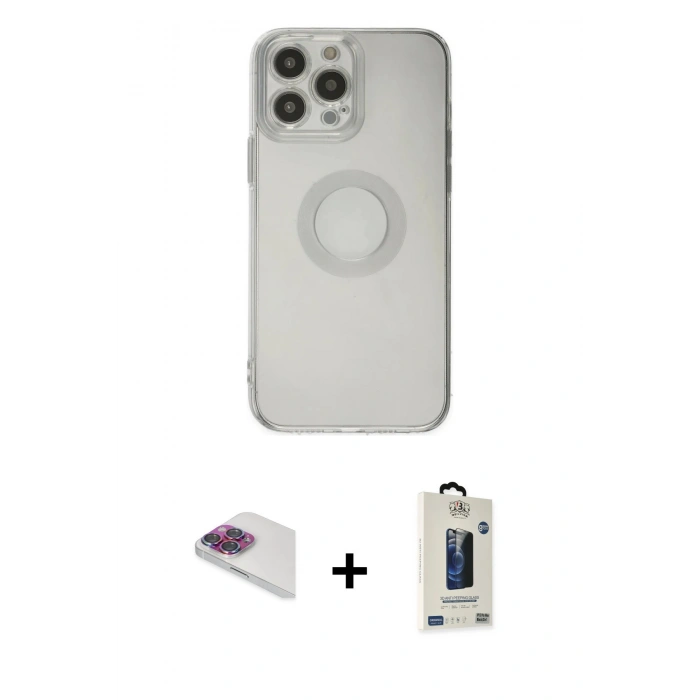 MARSİLYAN™- iPhone 13 Pro Max Kılıf Kutup Klasik - Siyah Bilvis Hayalet Cam Ekran Koruyucu + Pers Alüminyum Kamera Lens - GI