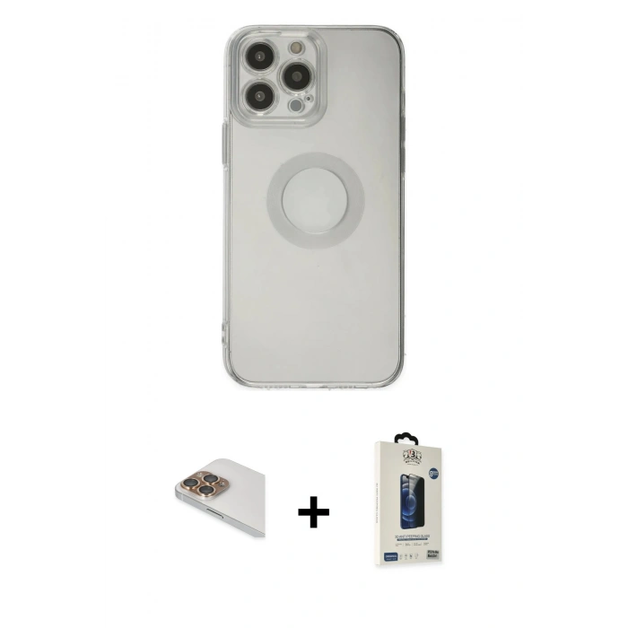 MARSİLYAN™- iPhone 13 Pro Max Kılıf Kutup Klasik - Siyah Bilvis Hayalet Cam Ekran Koruyucu + Pers Alüminyum Kamera Lens - GD