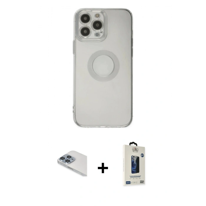 MARSİLYAN™- iPhone 13 Pro Max Kılıf Kutup Klasik - Siyah Bilvis Hayalet Cam Ekran Koruyucu + Pers Alüminyum Kamera Lens - SABE