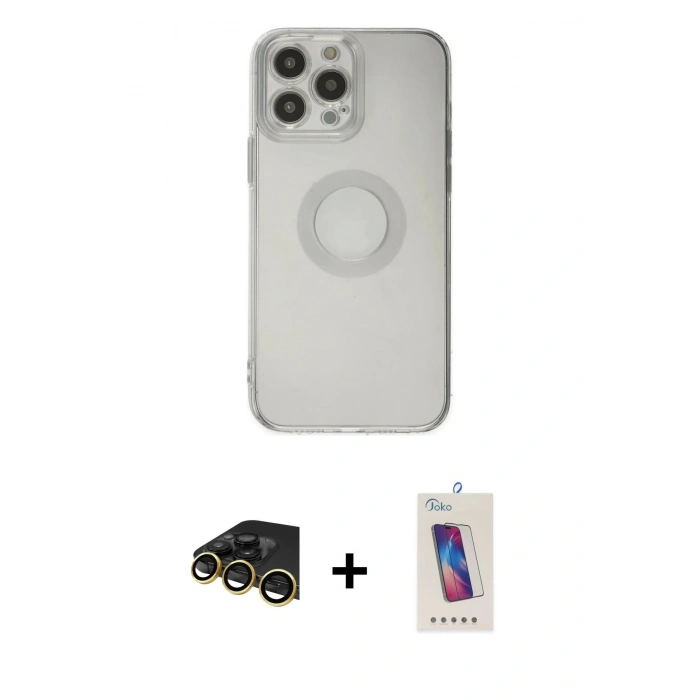 MARSİLYAN™- iPhone 13 Pro Max Kılıf Kutup Klasik - Siyah Joko 5D Cam + Raze Metal Kamera Lens - GD
