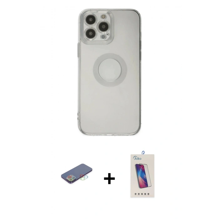 MARSİLYAN™- iPhone 13 Pro Max Kılıf Kutup Klasik - Siyah Joko 5D Cam + Renkli Kamera Lens Koruma Cam - MI