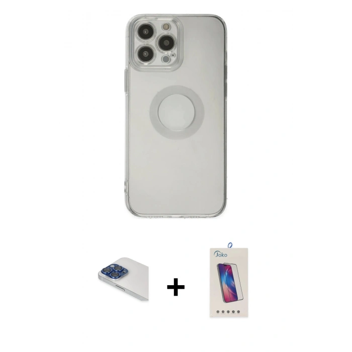 MARSİLYAN™- iPhone 13 Pro Max Kılıf Kutup Klasik - Siyah Joko 5D Cam + Pers Alüminyum Kamera Lens - LT