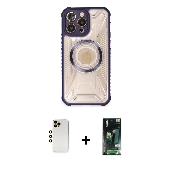 MARSİLYAN™- iPhone 13 Pro Max Kılıf Kutup Modern - Şeffaf 360 Full Body Arka Koruyucu + Shine Kamera Lens - GD