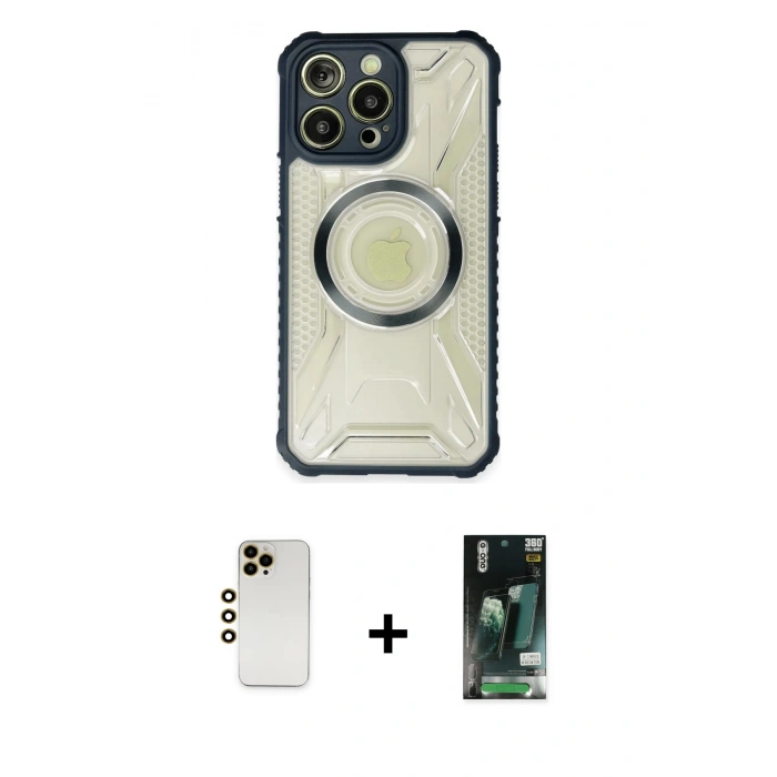 MARSİLYAN™- iPhone 13 Pro Max Kılıf Kutup Modern - Şeffaf 360 Full Body Arka Koruyucu + Shine Kamera Lens - GD