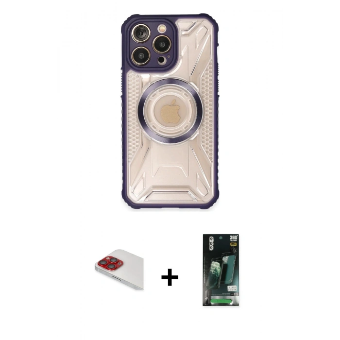 MARSİLYAN™- iPhone 13 Pro Max Kılıf Kutup Modern - Şeffaf 360 Full Body Arka Koruyucu + Pers Alüminyum Kamera Lens - KI