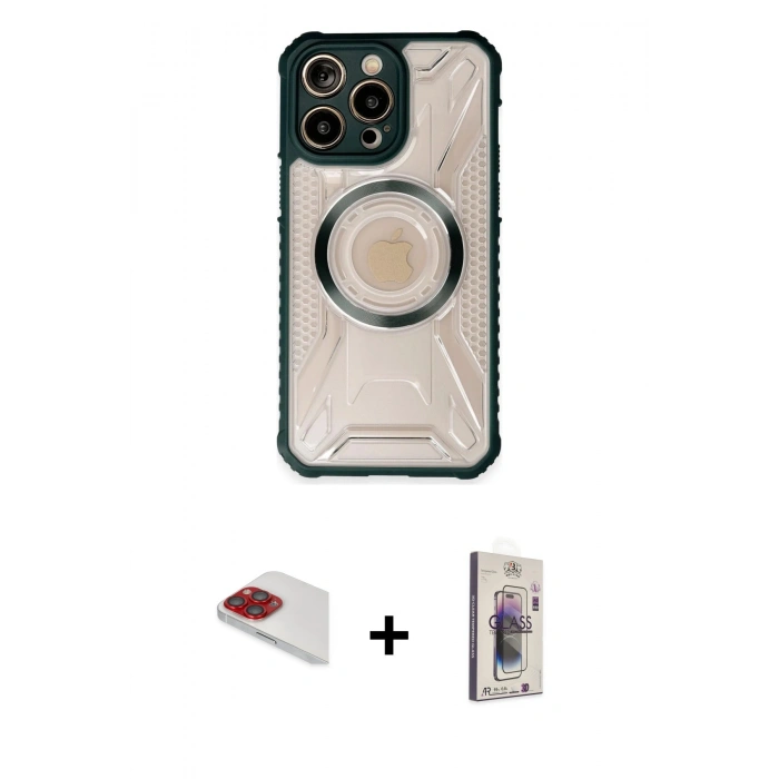MARSİLYAN™- iPhone 13 Pro Max Kılıf Kutup Modern - Siyah Bilvis 3D Cam Ekran Koruyucu + Pers Alüminyum Kamera Lens - KI