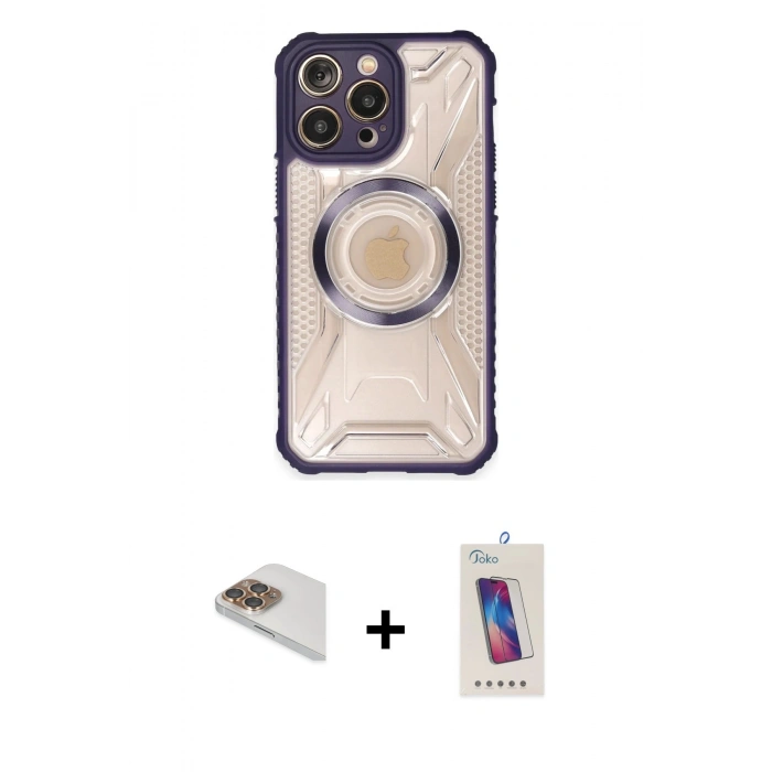 MARSİLYAN™- iPhone 13 Pro Max Kılıf Kutup Modern - Siyah Joko 5D Cam + Pers Alüminyum Kamera Lens - GD