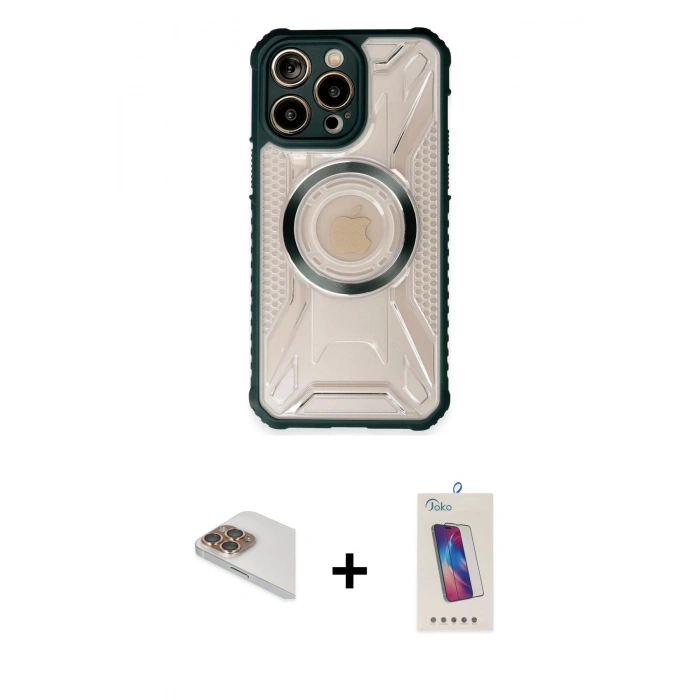 MARSİLYAN™- iPhone 13 Pro Max Kılıf Kutup Modern - Siyah Joko 5D Cam + Pers Alüminyum Kamera Lens - GD