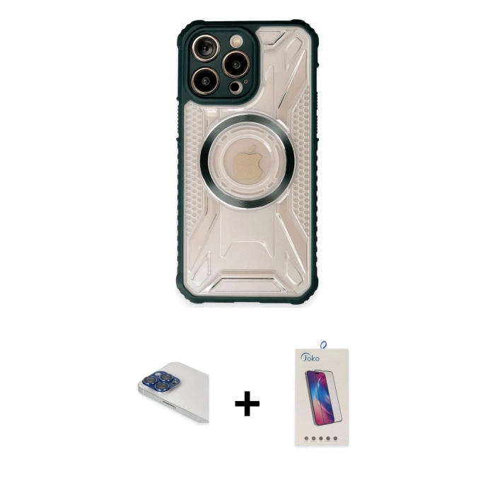MARSİLYAN™- iPhone 13 Pro Max Kılıf Kutup Modern - Siyah Joko 5D Cam + Pers Alüminyum Kamera Lens - LT