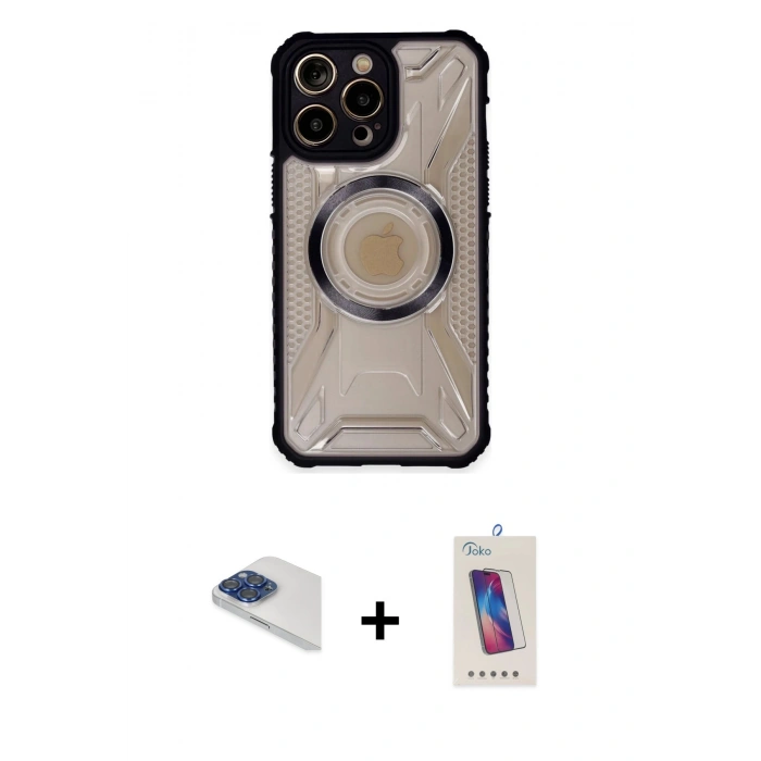 MARSİLYAN™- iPhone 13 Pro Max Kılıf Kutup Modern - Siyah Joko 5D Cam + Pers Alüminyum Kamera Lens - LT