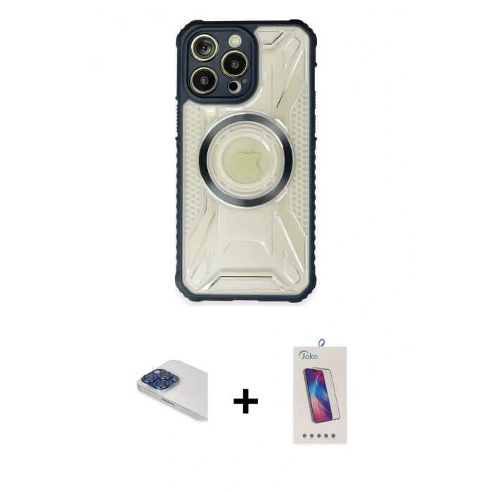 MARSİLYAN™- iPhone 13 Pro Max Kılıf Kutup Modern - Siyah Joko 5D Cam + Pers Alüminyum Kamera Lens - LT
