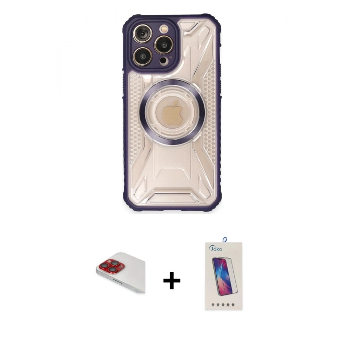 MARSİLYAN™- iPhone 13 Pro Max Kılıf Kutup Modern - Siyah Joko 5D Cam + Pers Alüminyum Kamera Lens - KI