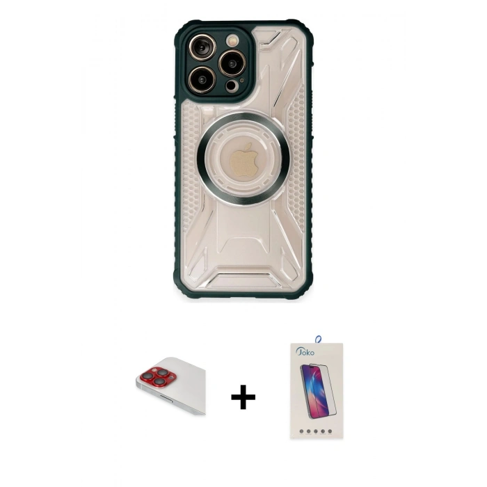 MARSİLYAN™- iPhone 13 Pro Max Kılıf Kutup Modern - Siyah Joko 5D Cam + Pers Alüminyum Kamera Lens - KI