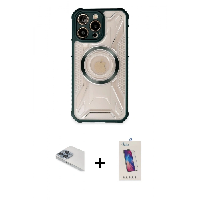 MARSİLYAN™- iPhone 13 Pro Max Kılıf Kutup Modern - Siyah Joko 5D Cam + Pers Alüminyum Kamera Lens - SABE