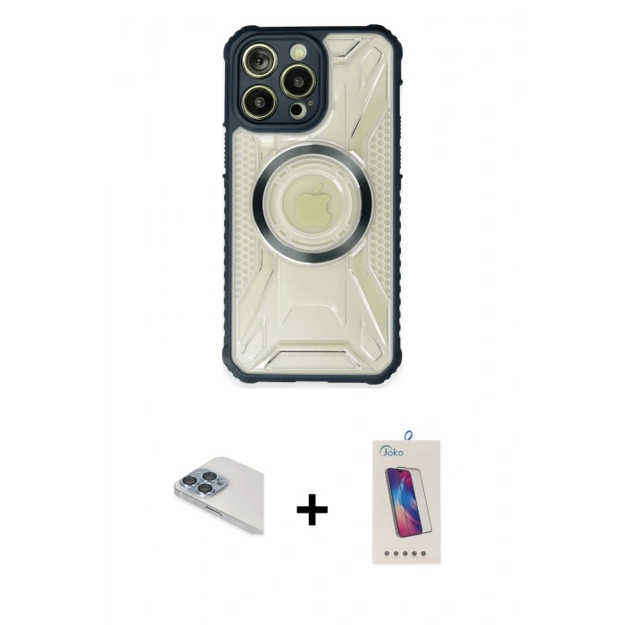 MARSİLYAN™- iPhone 13 Pro Max Kılıf Kutup Modern - Siyah Joko 5D Cam + Pers Alüminyum Kamera Lens - SABE
