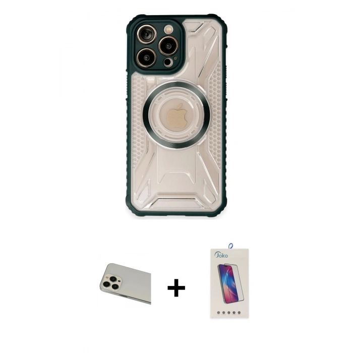 MARSİLYAN™- iPhone 13 Pro Max Kılıf Kutup Modern - Siyah Joko 5D Cam + Rainbow Kamera Lens Koruma Cam - REGD