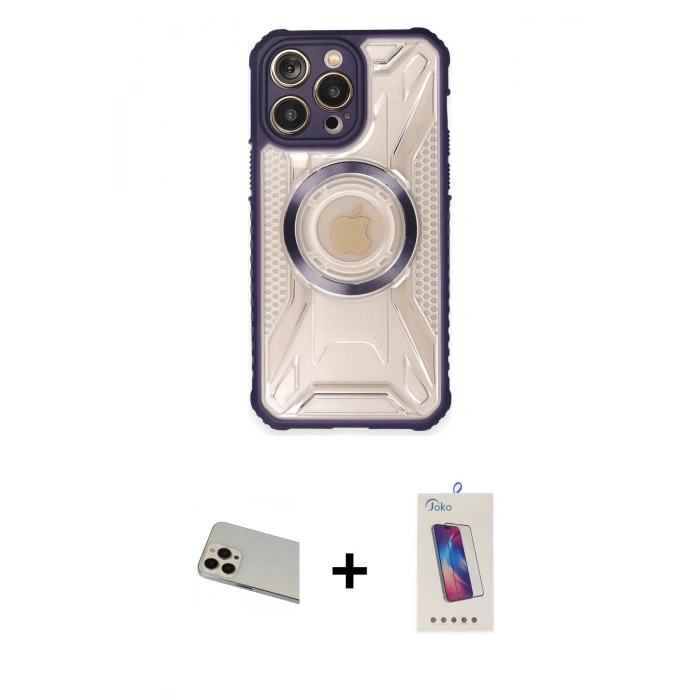 MARSİLYAN™- iPhone 13 Pro Max Kılıf Kutup Modern - Siyah Joko 5D Cam + Rainbow Kamera Lens Koruma Cam - REGD