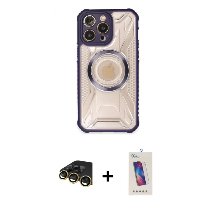 MARSİLYAN™- iPhone 13 Pro Max Kılıf Kutup Modern - Siyah Joko 5D Cam + Raze Metal Kamera Lens - GD