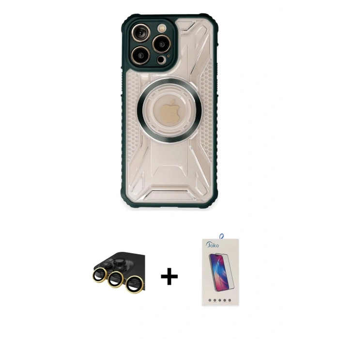 MARSİLYAN™- iPhone 13 Pro Max Kılıf Kutup Modern - Siyah Joko 5D Cam + Raze Metal Kamera Lens - GD