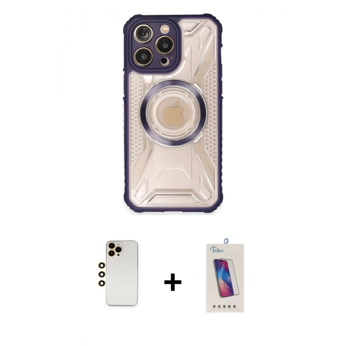 MARSİLYAN™- iPhone 13 Pro Max Kılıf Kutup Modern - Siyah Joko 5D Cam + Shine Kamera Lens - GD