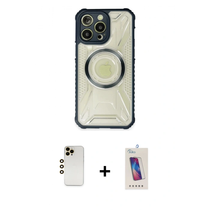 MARSİLYAN™- iPhone 13 Pro Max Kılıf Kutup Modern - Siyah Joko 5D Cam + Shine Kamera Lens - GD