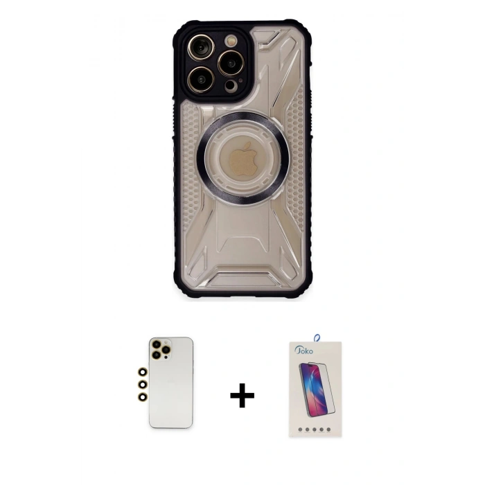 MARSİLYAN™- iPhone 13 Pro Max Kılıf Kutup Modern - Siyah Joko 5D Cam + Shine Kamera Lens - GD