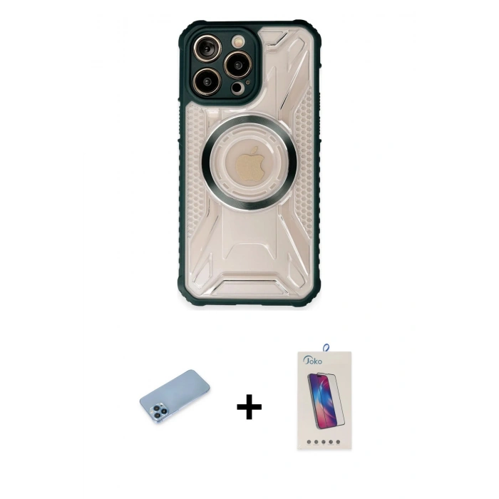 MARSİLYAN™- iPhone 13 Pro Max Kılıf Kutup Modern - Siyah Joko 5D Cam + Shine Kamera Lens Koruma Cam - MI
