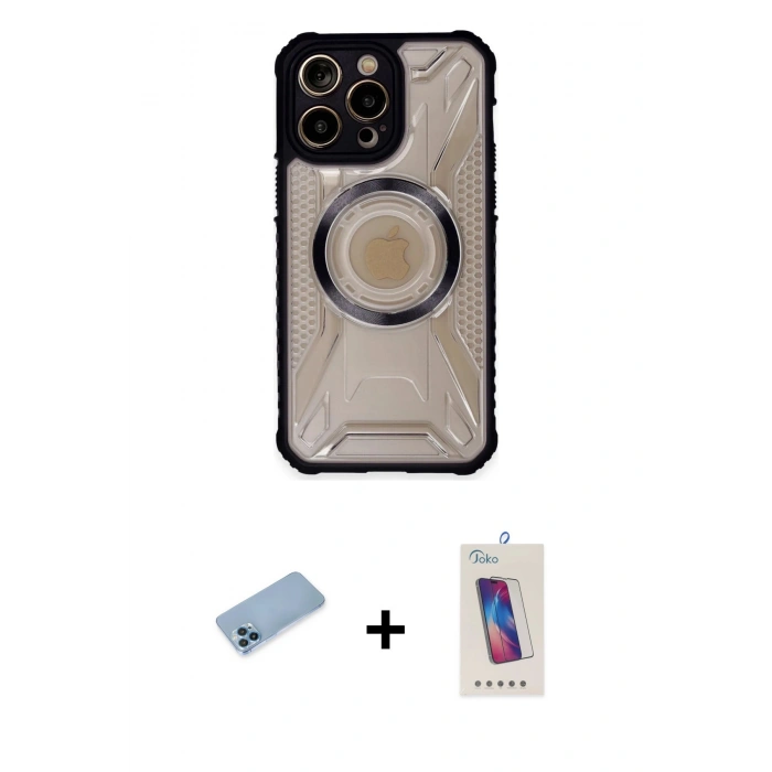MARSİLYAN™- iPhone 13 Pro Max Kılıf Kutup Modern - Siyah Joko 5D Cam + Shine Kamera Lens Koruma Cam - MI