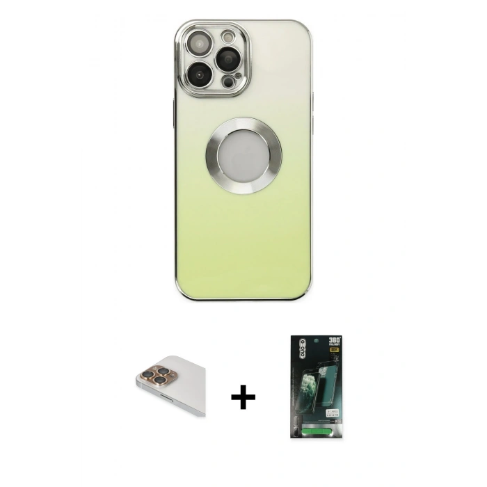 MARSİLYAN™- iPhone 13 Pro Max Kılıf Kutup Yansıma Özel Seri - Şeffaf 360 Full Body Arka Koruyucu + Pers Alüminyum Kamera Lens - GD
