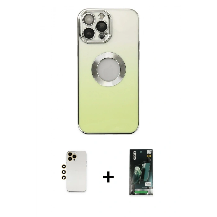 MARSİLYAN™- iPhone 13 Pro Max Kılıf Kutup Yansıma Özel Seri - Şeffaf 360 Full Body Arka Koruyucu + Shine Kamera Lens - GD
