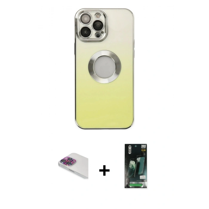 MARSİLYAN™- iPhone 13 Pro Max Kılıf Kutup Yansıma Özel Seri - Şeffaf 360 Full Body Arka Koruyucu + Pers Alüminyum Kamera Lens - GI