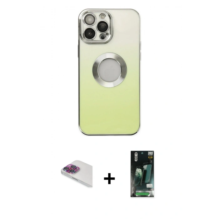 MARSİLYAN™- iPhone 13 Pro Max Kılıf Kutup Yansıma Özel Seri - Şeffaf 360 Full Body Arka Koruyucu + Pers Alüminyum Kamera Lens - GI