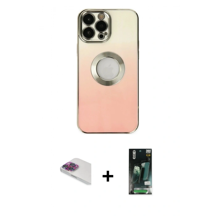 MARSİLYAN™- iPhone 13 Pro Max Kılıf Kutup Yansıma Özel Seri - Şeffaf 360 Full Body Arka Koruyucu + Pers Alüminyum Kamera Lens - GI