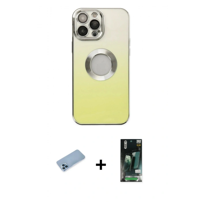 MARSİLYAN™- iPhone 13 Pro Max Kılıf Kutup Yansıma Özel Seri - Şeffaf 360 Full Body Arka Koruyucu + Shine Kamera Lens Koruma Cam - MI