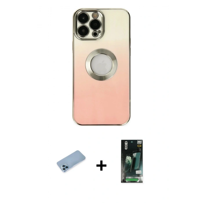 MARSİLYAN™- iPhone 13 Pro Max Kılıf Kutup Yansıma Özel Seri - Şeffaf 360 Full Body Arka Koruyucu + Shine Kamera Lens Koruma Cam - MI