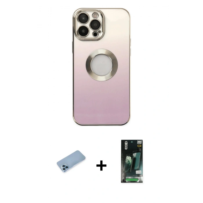 MARSİLYAN™- iPhone 13 Pro Max Kılıf Kutup Yansıma Özel Seri - Şeffaf 360 Full Body Arka Koruyucu + Shine Kamera Lens Koruma Cam - MI