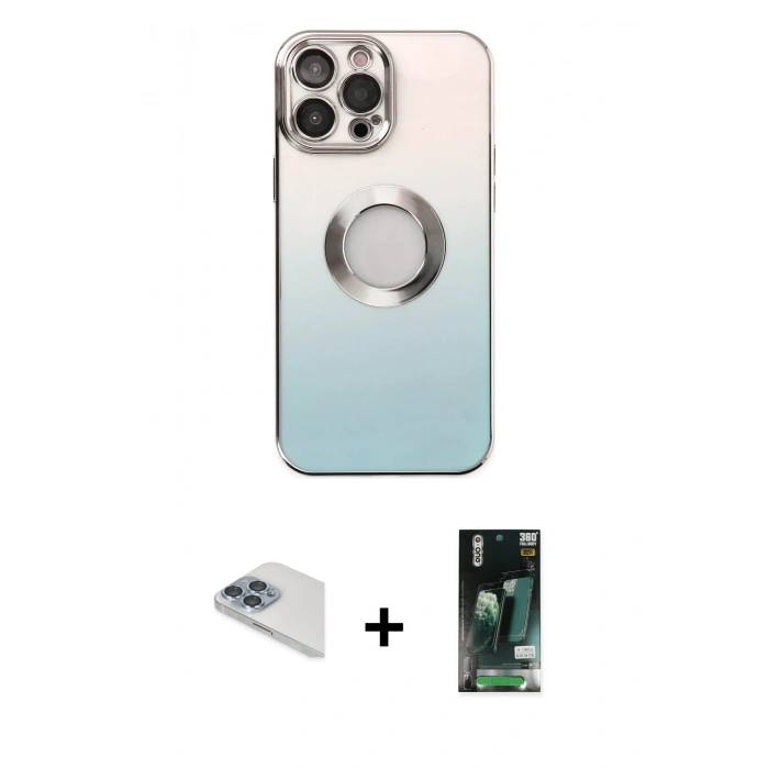MARSİLYAN™- iPhone 13 Pro Max Kılıf Kutup Yansıma Özel Seri - Şeffaf 360 Full Body Arka Koruyucu + Pers Alüminyum Kamera Lens - SABE