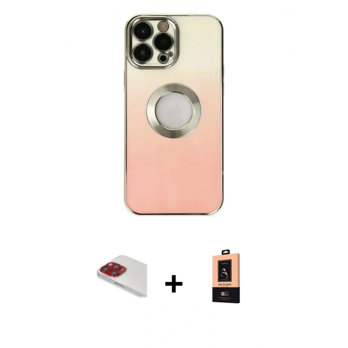 MARSİLYAN™- iPhone 13 Pro Max Kılıf Kutup Yansıma Özel Seri - Şeffaf Maxco Cam Ekran Koruyucu + Kırmızı Pers Alüminyum Kamera Lens